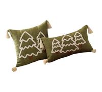 KieTeiiK Paquete de 2 fundas de almohada de lino y algodón con temática navideña, bordadas, decoración del hogar