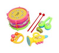 KieTeiiK Toddler Percussion Instrument Educational Auditory Development Musical Toy with Drumsticks Trumpet Sand Hammer For Baby Toddler Drum Toy