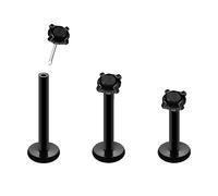 Kiethleasa Anillo de labio sin rosca de 16G, 18G, 20G, para mujeres y hombres, acero inoxidable negro, circonita cúbica, joyería para nariz, tragus, hélice, cartílago, monroe, joyería de piercing de 6