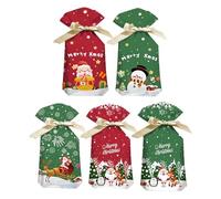 KIEUIENK 30 bolsas de regalo de Navidad, pequeñas bolsas de regalo de Navidad, bolsas de regalo de Navidad con diseño de dibujos animados, bolsas de dulces de Navidad para cumpleaños, boda, fiesta de