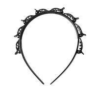 KIEUIENK Diadema con clips, diadema con clips adjuntos, flequillo tejido profesional, herramienta trenzada, diadema con clip para mujeres y niñas, accesorios para el cabello (negro, tamaño universal)