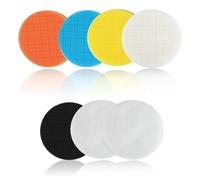 Kievano Almohadillas de Pulido 125mm - Set 7 Piezas Pads para Coche de Microfibra y Espuma - Diferentes Durezas - Esponjas de Pulido para Pulidora Excéntrica, Taladro, Lijadora - Encerado
