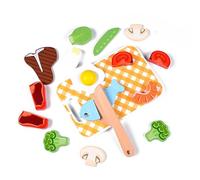 Kievano Comida Madera Juguete, Frutas y Verduras Juguete para Cocinita Infantil, Accesorios Cocina Juguetes, Set para Cortar Alimentos 14 Piezas