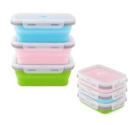 Kievano Tupper de silicona plegable 3 fiambreras reutilizables de 500 ml aptas para microondas lavavajillas y congelador caja de almuerzo sin BPA para uso diario en casa escuela u oficina