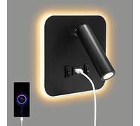 kieyeeno - Lámpara de lectura de noche, 3 en 1 LED con interruptor de puerto de carga USB y lámpara de lectura, lámpara de pared LED cuadrada para pasillo de noche de hotel interior