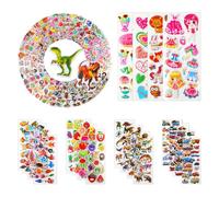 Kieyeepi 2000+ Pegatinas para Niños 3D Puffy con Animales Dinosaurios Coches Frutas y Más 100 Hojas para Scrapbooking Manualidades Fiestas y Recompensas 21×7,5 cm