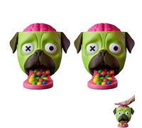 KIEYIQE Dispensador de dulces Candy Creeper Zombie Pug, Máquina de dulces Brain Press para Halloween, Compatible con dulces populares, Acción con resorte para amantes de los pugs (2pcs)
