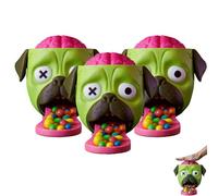 KIEYIQE Dispensador de dulces Candy Creeper Zombie Pug, Máquina de dulces Brain Press para Halloween, Compatible con dulces populares, Acción con resorte para amantes de los pugs (3pcs)