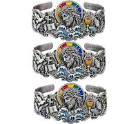 KIEYIQE Pulsera Artisan Jesus & Holy Symbols, Brazalete Religioso de Jesús y Cruz, Pulsera Cristiana de Jesús con Objetos Sagrados, Pulseras Ajustables (3pcs)
