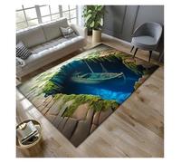 KIFSDLF Alfombra de Barco Olvidado Debajo Grietas Tierra 3D, Alfombra Antigua y Rota, Alfombrilla Antideslizante for decoración del hogar para Entrada, Dormitorio Y Porche(Color4,120x160cm47x63in)