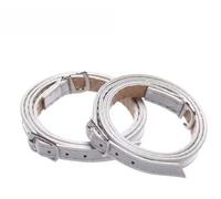 KIFSDLF Cordón de zapato ajustable, lazo tacón alto, paquete sujeción, cinturón tobillo, correas antideslizantes cuero PU, 2 pares(Silver)