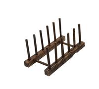 KIFSDLF Escurridor de Platos Madera, Soporte for Cocina, escurridor, Tapas ollas, Organizador, Tazas, Estante exhibición para Platos, Tazas, Cubiertos(Six Pillars-Black-A)