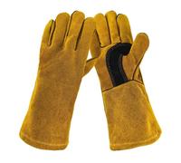 KIFSDLF Guantes ignífugos de cuero, aislamiento térmico soldadura, estufa leña anticorte, chimenea, barbacoa, horneado, Camping Para soldadura