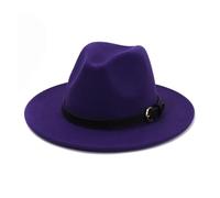 KIFSDLF Otoño Invierno Mujeres Hombres Elegante Sombrero Fedora de Fieltro Lana Clásico Sólido Verde Blanco Negro Rosa para Viaje Fiesta Boda Compras(PURPLE,56to58cm)
