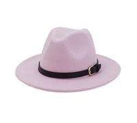 KIFSDLF Otoño Invierno Mujeres Hombres Elegante Sombrero Fedora de Fieltro Lana Clásico Sólido Verde Blanco Negro Rosa para Viaje Fiesta Boda Compras(Pink,59to60cm)