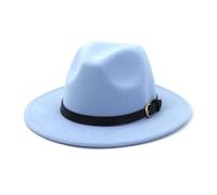 KIFSDLF Otoño Invierno Mujeres Hombres Elegante Sombrero Fedora de Fieltro Lana Clásico Sólido Verde Blanco Negro Rosa para Viaje Fiesta Boda Compras(SKY BLUE,56to58cm)