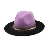 KIFSDLF Sombrero Derby con cinturón dorado degradado de ala ancha for mujer, sombrero fieltro panamá, artificial for hombre, gorra Jazz estilo británico para Viaje Fiesta Boda Compras(Color-08)
