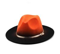 KIFSDLF Sombrero Derby con cinturón dorado degradado de ala ancha for mujer, sombrero fieltro panamá, artificial for hombre, gorra Jazz estilo británico para Viaje Fiesta Boda Compras(Color-06)