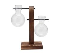 KIFSDLF Terrario de Plantas con Soporte Madera, macetero hidropónico, Maceta Cristal for bonsái, Accesorios decoración for Interiores y oficinas para el hogar, Interior, Oficina(Color2)