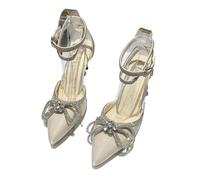 KIFSDLF Vestido de Banquete Blanco tacón Alto, Elegante Vestido Temperamento, Zapatos Boda con Diamantes imitación, Puntiagudos, Sandalias Sexis Punta Hueca for Mujer(Beige,37)