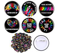 Kigeli 180 Piezas de Botones de concientización sobre el cáncer, alfileres de Solapa de Cinta de 1,5 Pulgadas para Todos los Tipos de cáncer, Regalos de Apoyo para el cáncer, Decoraciones, 6 Estilos