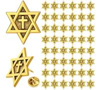 Kigeli 50 pines esmaltados con diseño de estrella de David de Hanukkah, broche de etiqueta cristiana para Navidad, mochila y sombrero, 50 unidades, 0.98 inch/ 2.5 cm, Metal, Ágata