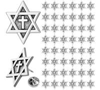 Kigeli 50 pines esmaltados con diseño de estrella de David de Hanukkah, broche de etiqueta cristiana para Navidad, mochila y sombrero, 50 unidades, 0.98 inch/ 2.5 cm, Metal, Ágata
