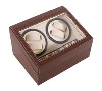 KigerNee Caja giratoria automática para relojes con 10 compartimentos, diseño vintage, MDF/PU/cristal, motor silencioso, para colección de relojes, expositor de joyas (31 x 24 x 18 cm)