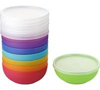 Kigima Cuencos para salsas, ensaladas y postres con tapa set de 8 Rainbow varios colores 14 cm de diámetro