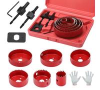 Kigniote Juego de 11 brocas perforadoras con 6 sierras perforadoras de 22/54/64/76/89/102 mm, ideal para taladrar metal blando, madera, placa de PVC y placa de plástico