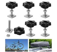 Kigniote Juego de 6 rieles de techo M6 con ranura en T de 20 x 20 mm (M6 x 35 mm) con tuerca de agarre de estrella y arandelas para portaequipajes de techo, compatible con Thule