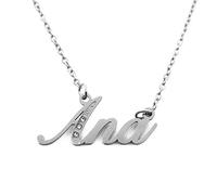 Kigu Ana Collar con nombre personalizado tono plateado Inc cristales personalizado delicado nombre colgante joyería para mujeres novia madre hermana amigos