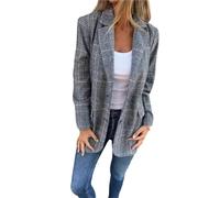 KIHFSODN Blazers para mujer, estilo informal de negocios, ligeros, abiertos al frente, talla grande, de manga larga, tipo cárdigan, chaquetas de traje(Blue,XXL)