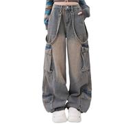 KIHFSODN Vaqueros holgados Y2K para mujer, estilo hip hop, estilo skater, estilo vintage, para bailar y patinar, vaqueros holgados de corte urbano(S)