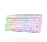 KiiBoom Jade75 75% CNC+UV Resin Molding Teclado mecánico con RGB, BT5.0/USB-C/2.4 GHz Wireless Gaming Keyboard, QMK&VIA programable, Hot-Swappable para Windows/Mac/Linux (blanco)