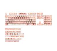 KiiBoom Juego de teclas Dye-Sub PBT de 140 teclas, teclas de perfil Mao, teclas de teclado para teclado mecánico, compatible con diseño completo ANSI/Alice, interruptores MX-Clone (rosa)