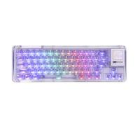 KiiBoom Phantom 64 - Teclado mecánico de 60% de junta con pantalla LCD de 1.54 pulgadas, BT5.0/2.4 GHz/USB-C transparente con espuma amortiguadora de sonido, retroiluminación RGB, batería de 4000 mAh