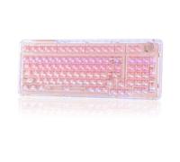 KiiBoom Phantom 98 Hot Swappable Crystal Gasket-Mounted Mechanical Keyboard Triple Mode NKRO Gaming Keyboard con RGB orientado hacia el sur, Clear Keycaps, batería de 8000 mAh para Win/Mac (rosa)