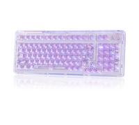 KiiBoom Phantom 98 Hot Swappable Crystal Gasket-Mounted Mechanical Keyboard Triple Mode NKRO Gaming Keyboard con RGB orientado hacia el sur, Clear Keycaps, batería de 8000 mAh para Win/Mac (Lila)