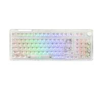 KiiBoom Phantom 98 - Teclado mecánico montado en junta de cristal intercambiable en caliente, teclado para juegos NKRO de triple modo con RGB orientado al sur, teclas transparentes, batería de 8000