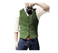 Kiioouu - Chaleco clásico informal para hombre, con cuello en V, patrón en espiga, ajustado, para negocios, para boda, como se muestra en la imagen, S