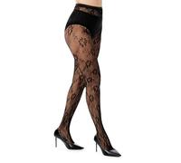 Kiiwah 1 Par Medias Encaje Negro Mujer, Sexy Elásticas Medias de Rejilla Negras, Floral Lace Pantimedias Mujer, Media Estampadas Fantasia para Carnaval Halloween Clubes Fiesta Citas