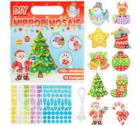 Kiiwah 10 Piezas Manualidades Navidad Niños, Juego de Mosaicos Manualidades con Pegatina de Láser Mosaico Adornos Navideños para Niños Niñas DIY, Varios