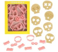 Kiiwah 10 Piezas Moldes para Galletas Halloween, 3D Calabaza Cráneo para Niños, Cortadores Galletas Cookie Cutter Kit para Pastry Fiesta Hornear Decoraciones