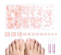 Kiiwah 120 Piezas Uñas Postizas para Pies Kit, Acrílico Falsa Tips Uñas Cortas de Los Pies, Francesas Artificial Toenail Tips para Mujeres, 12 Tamaños