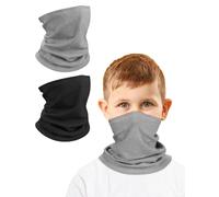 Kiiwah 2 Pares Braga Cuello para Niño Niña Dralón, Bufanda de Invierno Cálido Multifunciónn a Prueba de Viento (Negro, Gris)