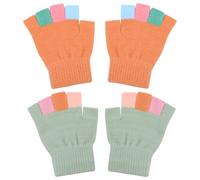 Kiiwah 2 Pares Guantes sin Dedos Niña, Suave Guantes Dedos Descubierto Termicos, Elástico Guantes Invierno Niño, Cálido Lindo Guante de Punto Medio Dedo para Niños y Niñas de 5 a 7 Años