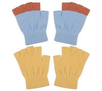 Kiiwah 2 Pares Guantes sin Dedos Niña, Suave Guantes Dedos Descubierto Termicos, Elástico Guantes Invierno Niño, Cálido Lindo Guante de Punto Medio Dedo para Niños y Niñas de 5 a 7 Años