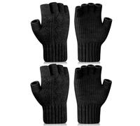 Kiiwah 2 Pares Guantes sin Dedos para Hombres y Mujers, Elásticos Termicos Invierno Mitones Correr Conducir Negro Gris Beige