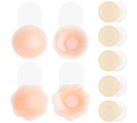 Kiiwah 2 Pares Silicona Sujetador Invisible y 5 Pares Cubierta de Pezón, Pezoneras Adhesivas Push Up Breast Lift Sujetadores Reutilizable Pezón Cubiertapara Mujer